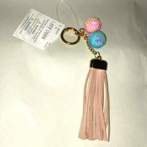 NWT Mauve Tassel sequin beads Bag Charm Keychain